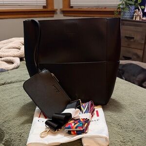 Black MKF Tote Bag with Colorful Strap